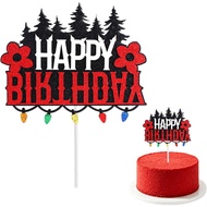 Happy Birthday Cake Topper, Glitter Paper Cupcake Topper Spooky Eclectic Themed Party Supplies for B
