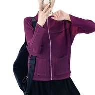 Womens Fashion Pleated Casual New Zipper Jacket