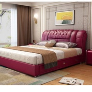 Bed2Modern Simple Double Bed for Master Bedroom1.5European-style bedroom leather bed2.2m Tatami