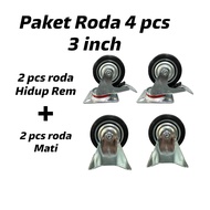 4 pcs trolley wheel package 3 inch hodup dead brake caster wheel trolley wheel cart