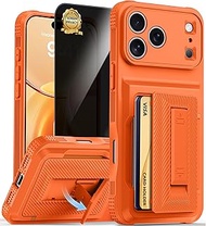 for Phone 17 Pro Max Case Wallet with Card Holder (4-5Cards) +1 Privacy Screen Protector,[RFID Block