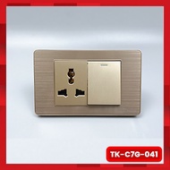 TENKO TK-C7G-041 Yellow Aluminum Metal Wall Socket Switch