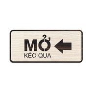 Door opening direction sign, pull over the arrow direction