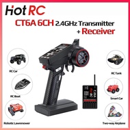 HotRC 6CH เครื่องส่ง CT-6A 2.4G ตัวรับสัญญาณ F-06A 4-9V ระบบวิทยุสำหรับรถโมเดล RC เรือถังตีนตะขาบ SC