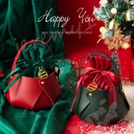JEREMY1 Christmas Present Bag Props Festival Christmas Decoration PU Gift Handbag With Handle For Children Kids Gift Pouch
