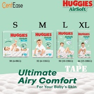 Huggies Air Soft Tape Baby Diapers S M L XL - Bubble Bed Tech