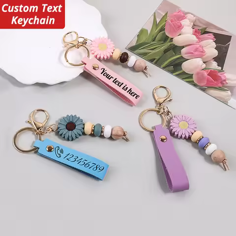 Daisy Custom Name Keychain Personalized Text Key Ring Party Favors Laser Engraving Gift Bag Pendant 