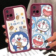 A-25 Doraemon Case for VIVO Y02t Y21 Y02a Y33s Y02 Y21a Y21e Y21s Y33t Wine Red