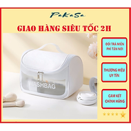 Túi đựng mỹ phẩm du lịch WashBag DẠNG HỘP có quai xách mini trong suốt, Túi đựng đồ trang điểm makup