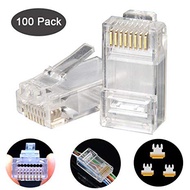 RJ45 EZ Pass Through Design Modular Plug Connector CAT 6 (50 or 100 pcs)