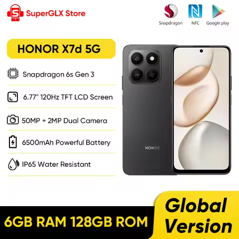 2025 New HONOR X7d 5G Smartphone Snapdragon 6s Gen 3 6.77'' TFT LCD Screen AI camera 6500mAh Support