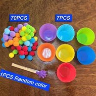 1set Colorful Pom Pom Toys For Kids, Early Learning Educational Toys For Fine Motor Skills And Color