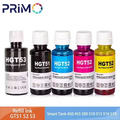 70ml 90ml 135ml Dye GT51 GT52 Pigment GT53 Refill Ink for HP GT 5810 5820 5822 Smart Tank 450 455 50