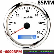 Motorcycle Tacho Meter Gauge 85mm RPM Tachometer Gauge With 7 Colors Backlight Marine Boat RPM Meter