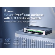 XikeStor SKS8300-8X 8 Port 10G SFP+ L2+/L3 Managed Fiber Switch, Fanless Noiseless, Web & CLI Manage
