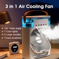 Portable USB Mini Aircond 3 in 1 Air Cooler Humidifier Purifier Mist Cooler with 7 Colors LED Light with Handle fan MF-WH MF-BLK MF-GR