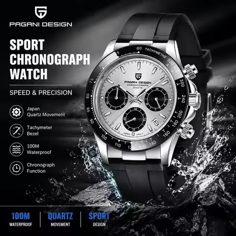 PAGANI DESIGN Men's 40MM Quartz Wristwatch Multifunctional Chronograph Sapphire Crystal Waterproof C