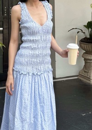 Jabai Dora Dress - ใส่ได้ 2 ด้าน (คอกลมและคอวี)