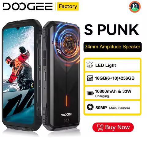 Global version DOOGEE S Punk Rugged Smartphone Android 14 6.58" FHD+90Hz IPS Screen 16GB(6+10)+ 256G