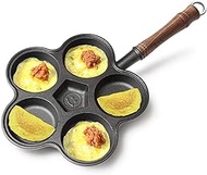 Frying Pan Cast Iron Egg Dumpling Pot, Fry Pan Induction Pot 26.6cm 5-Holes Omelette Pan Notstick with Shovel Brush Egg Beater Saucepan Frying Pan interesting