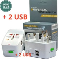 CODE E38Z Universal International Travel 2 USB Adapter Plug FREE BOX POUCH