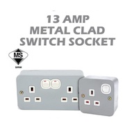 13AMP Metal Clad Switched Socket besi plug socket SIRIM