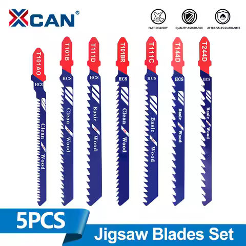 XCAN 5pcs Jigsaw Blades HCS Steel T-Shank Curve Cutting Tool For Wood Plastic T101AO T101B T101D T10