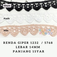 Giper Lace 1232 / 5768 14mm 15yar White Black/ Milo/