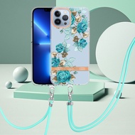 Xiaomi Redmi Note 11 11T 10 9 Pro Max 5G 4G Blossom Shockproof Enhanced Screen Protection Long Strap Phone Case
