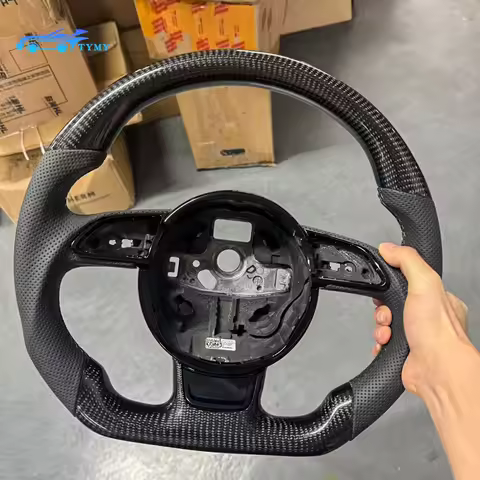 For Audi A3, A4, A5,Q3, Q5, Q7, leather perforated steering wheel, flat-bottomed steering wheel, car