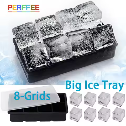 Ice Cube Tray Big Ice Tray Mold Silicone Ice Cube Square Tray Ice Cube Maker Ice Cream Tools 8 Grid 