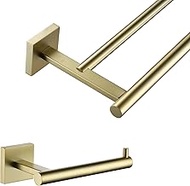 32 Inch Double Towel Bars Bathroom Towel Rails Toilet Paper Holder Roll Paper Holder Brushed Gold B5