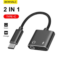 BKWHALE T22 2 trong 1 Type-C đến 35 mm Tai nghe Jack Adapter Cáp kết nối Tai nghe hỗ trợ âm thanh và