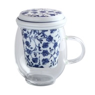 Toyo Ceramic Arita Ware Celand Glass Mug IW-002 Heat Resistant Glass Tea Mug with Ceramic Infuser & 