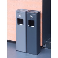 W-8 Hotel Lobby Trash Can with Ashtray Floor Vertical Cigarette Butt Column Stainless Steel Smoking Area Smoke Extinguis