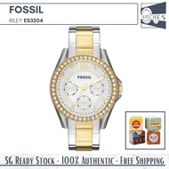 (SG LOCAL) Fossil ES3204 Riley Multifunction Crystal Stainless Steel Women Watch