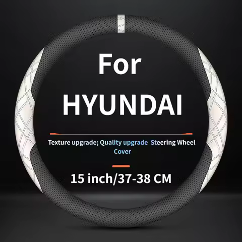 37-38CM Breathable Elegant Car Steering Wheel Cover for Hyundai Accent HC, Grand i10, Elantra MD, Tu