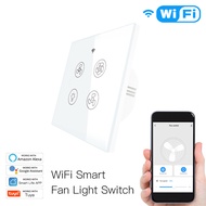 New WiFi RF Smart Ceiling Fan Light 2/3 Way Control Smart Life/Tuya APP RF Remote Speed Control Alex