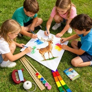 Diy Paint Paper Kite Set Parent Child School Painting Course Fly Tail Kites Gingham Fun Game M6g8