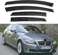 Window Visor Compatible with BMW 3 Series Sedan 2005-2011, Rain Guard Tape-On Extra Durable Sun Wind