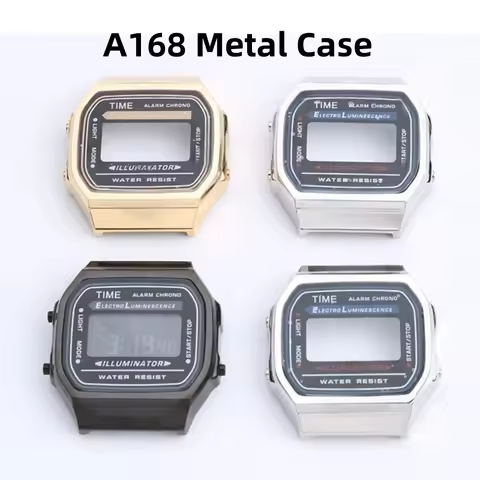Metal Watch Case Mod Kit for Casio A168 A168W A168WGG-1B A164WA-1 Stainless Steel Case and Strap Met