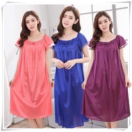 [MEG'S] READY STOCK Gaun Baju Tido Wanita Baju Tidur Perempuan Plus Size Satin Ice Silk Nightdress Sleepwear Lingerie