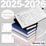 July 2025 To June 2026 A5 PU Leather Academic Planner Undated English Inner Page Daily Schedule & St