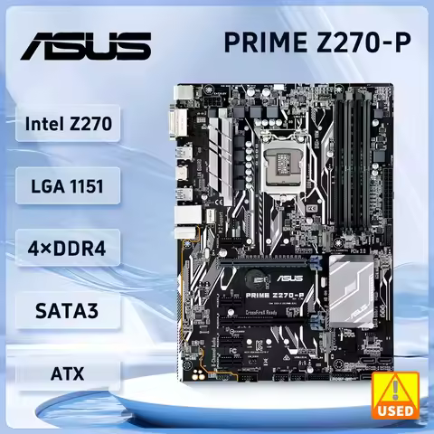 ASUS PRIME Z270-P DDR4 64GB Intel Z270 LGA 1151 Motherboard USB3.1 PCI-E 3.0 M.2 ATX support Core i3