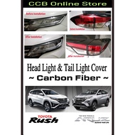 Perodua Aruz & Toyota Rush Front Head lamp & Rear Tail Lamp Cover - Carbon Fiber - Moulding Lining P