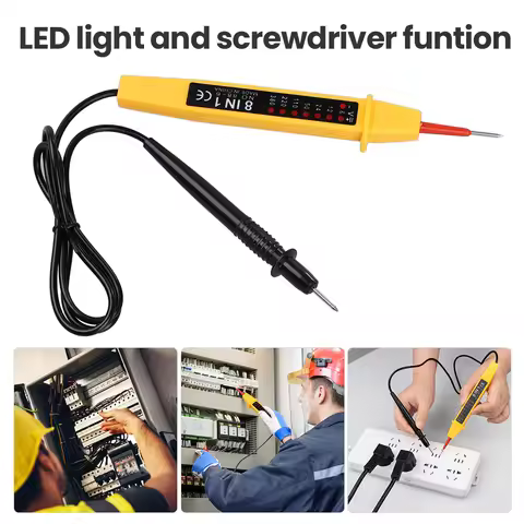8-In-1 Tester Voltage AC DC 6-500V Auto Electrical Pen Circuit Detector Tester For Home Wiring Inspe
