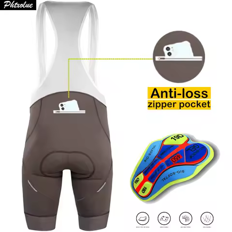 Phtxolue Men Cycling Shorts Anti-Loss Zipper Pocket 6H 500KM Mtb Pro Bike Bicycle Short Black Green 