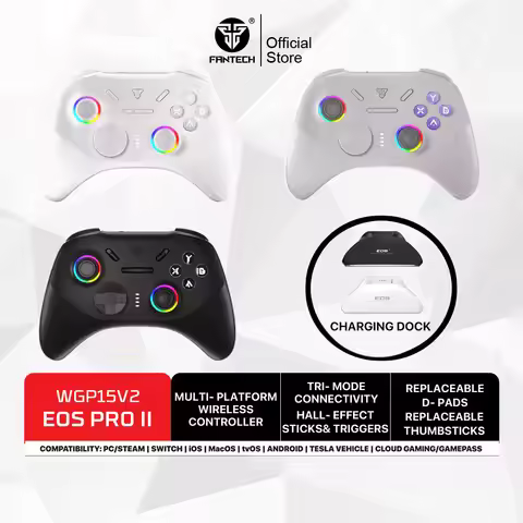 FANTECH WGP15V2 EOS PRO II Wireless Controller K-Silver Hall-Effect and Trigger 1000Hz Polling Rate 