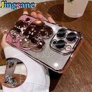 Jingsanc Glitter Gradient Case For Realme 11 11X 10 9 8 C67 C55 C53 C31 C30 C25Y Pro+ Narzo 50A Prime 5G 4G Phone Case With Invisible Rabbit Mirror Stand Plating Soft Clear Casing Camera Protection Luxury Cover PA001-1