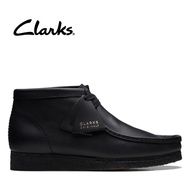 Clarks Mens Wallabee Boot Black Leather